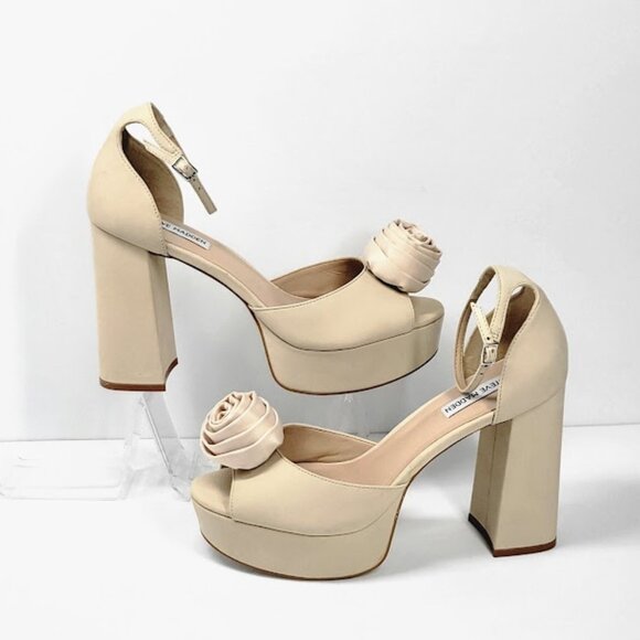 STEVE MADDEN luminesce suede flower platform dress sandals Sz 10 NEW - Picture 5 of 9